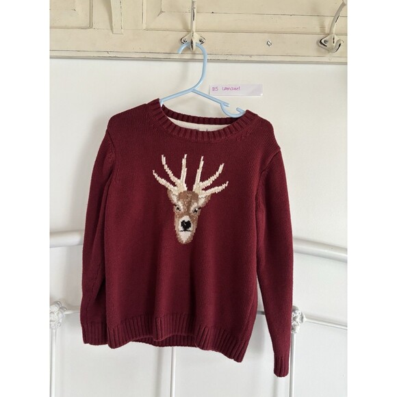 Janie And Jack Boys Maroon White Tail Deer Sweater Hunter Christmas Pictures 4 - Picture 1 of 3